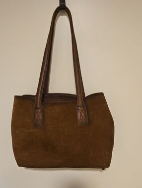 STS Ranchwear Brown Suede Shoulder Tote with Leather Straps